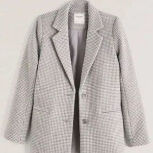 Abercrombie wool grey houndstooth coat